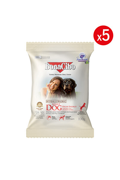 BonaCibo Adult Dog Yüksek Enerjili Yetişkin Köpek Maması, 100 Gr x 5 Adet, Tü...