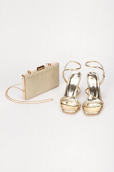 MFT AYAKKABI Women's 9 cm Thin Heeled Summer Shoes and Bag Set