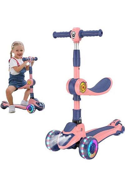 Arabest Scooter for Kids Aged 3-12, Adjustable Handlebar, 3-Wheel Light-Up Scooter