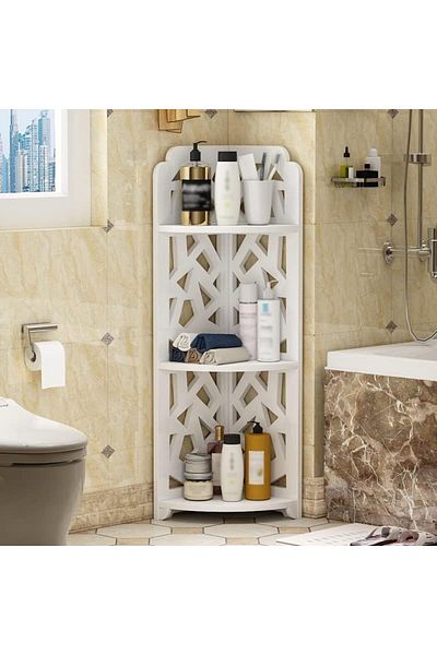 genric FFD Bathroom Corner Stand Corner Storage Shelf Sink Organizer for Small Space Bathroom Storage Stand