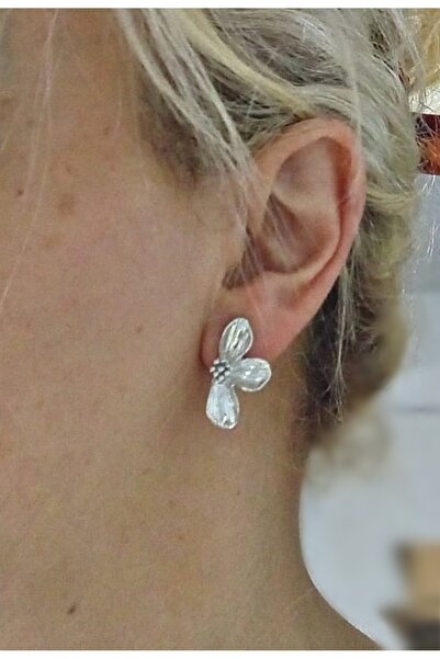 mos&more Silver Half Daisy Small Women's Earrings