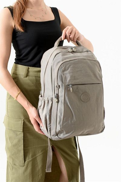 Bagacar Bolsas 1092 Waterproof Imported Crinkle Fabric School and Daily Backpack with Laptop Compartment Mink