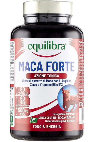 Equilibra Maca Forte with L-Arginine, Zinc, Vitamin B6 and B12 - For Stress, Fatigue, 90 tablets