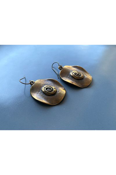 dela otantik Handmade Big Size Bronze Color Authentic Dangle Earrings - Bohemian Ethnic Vintage Metal Bijoux Jewelry