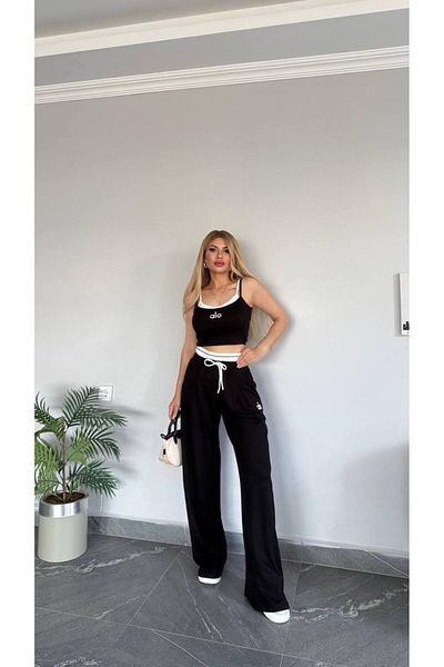 bonibon butikk Women's Quality Luxury Clothing Modal Fabric Flexible Lycra Wide Leg Suit