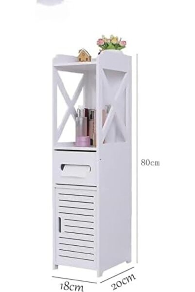 genric خزانة حمام زاوية OneDcor بأبواب وأرفف | خزانة أرضية رفيعة قائمة بذاتها لمنتجع صحي صغير