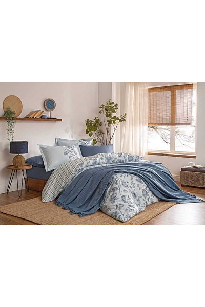 Özdilek SET PĂTURĂ PĂTĂ FRESQUE INDIGO CUPLU