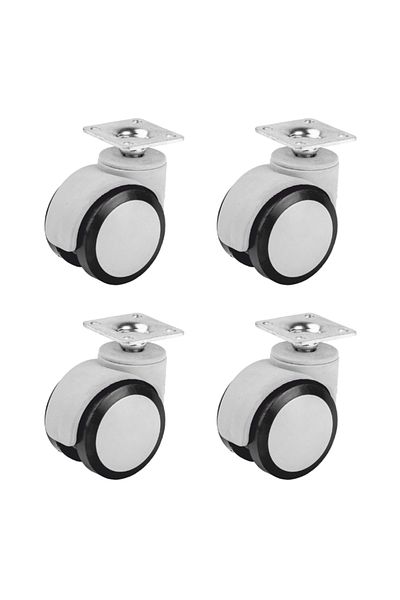 flores Set of 4 furniture casters, grey, with bearing, Ø 50 mm, plate 38 x 38 mm