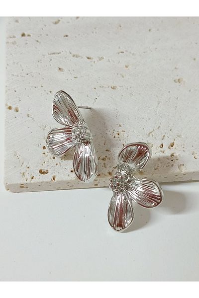 mos&more Silver Half Daisy Small Women's Earrings