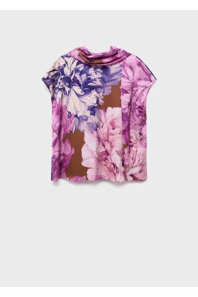 MANGO Woman Çiçekli bluz ve fular