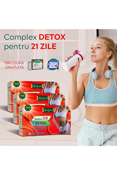 Qualuca Complex de Slabit - 21 zile | Ceai Detox | Set 3 cutii | 60 plicuri