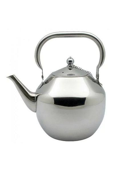 BASURRAH Silver Stainless Steel Teapot 3 Liters