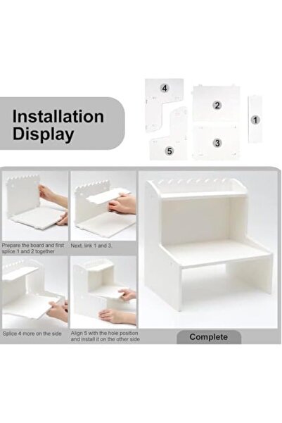 genric FFD Wooden Desktop Organizer | Large Capacity MDF Desk Tidy Storage Box with Bookshelf, Countertop