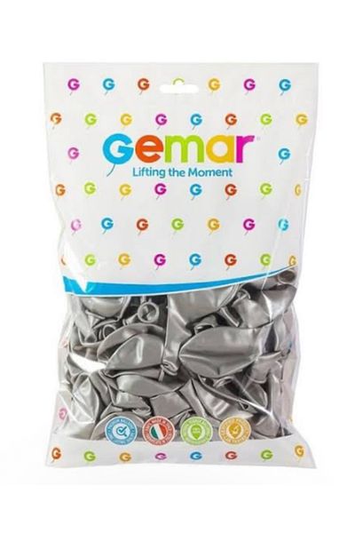 Çemrek Süs Parti Silver Metallic Balloon 100 Pieces 12 Inch Gemar