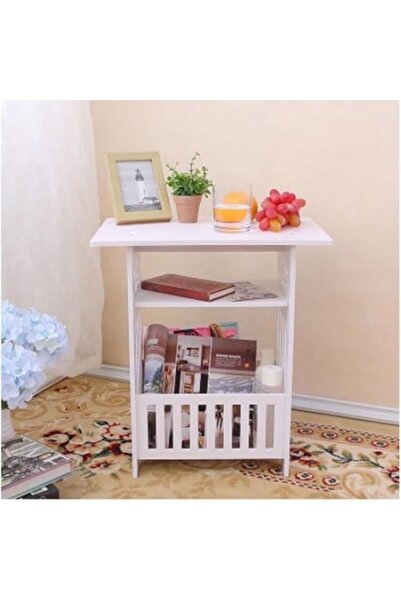 genric FFD Wooden Side Table Wooden End Table with Storage Basket Sofa Side Table Coffee Table