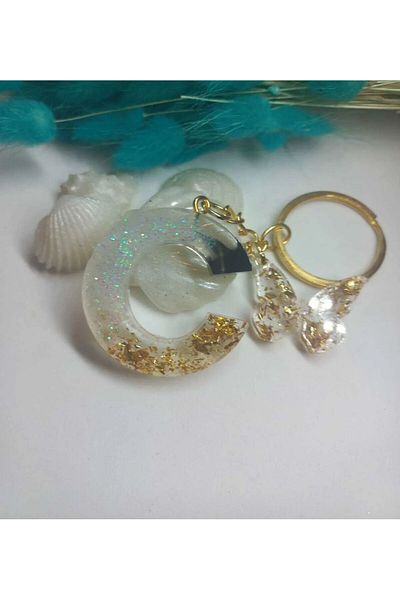demirosa Letter C Natural Citrine Money Stone Keychain or Bag Accessory
