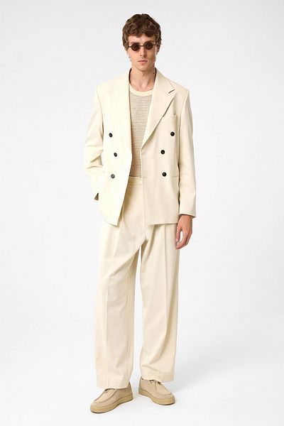 Antioch Ecru Relax Fit Double Breasted Men's Blazer Jacket