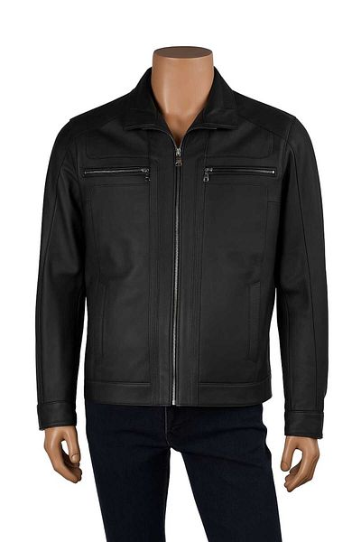 Meka Deri Men's Black Genuine Leather Coat