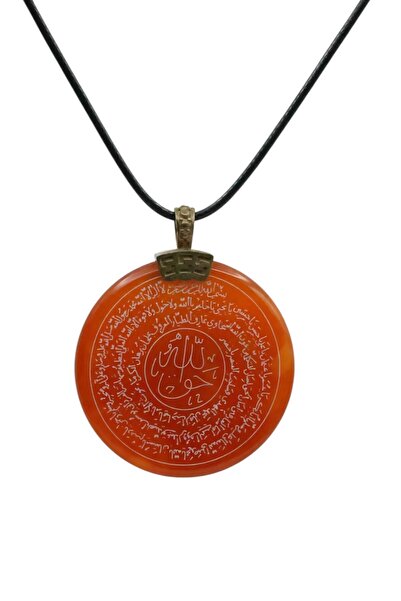 AYDESİA KIRMIZI AKİK TAŞI HAKKANİ MÜHRÜ YAZILI DOĞALTAŞ KOLYE