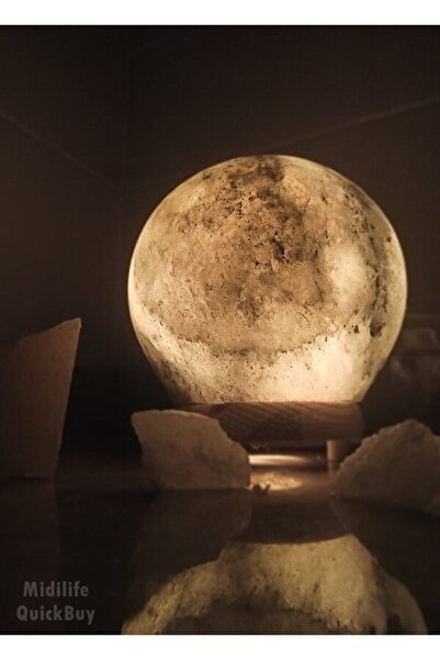 HALL BREATHE Doğal Küre Lamba, Dekoratif Tuz Lambası, Abajur, Gece Lambası, B...