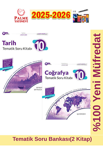 Palme Yayınevi 2026 Müfredat Joker 10.Sınıf Tarih-Coğrafya Tematik Soru Bankası (2 Kitap)+Kalem