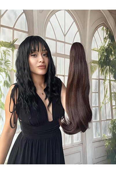 Suzan Peruk Gerçek saç dokusunda At kuyruğu Postiş Mandallı Tokalı Saç eklentisi