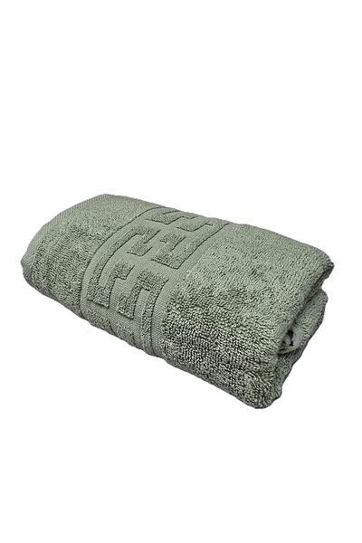 Kotonia Home Greek Border Jacquard bath towel, cotton, 500g/sqm Olive green, 50x90 cm