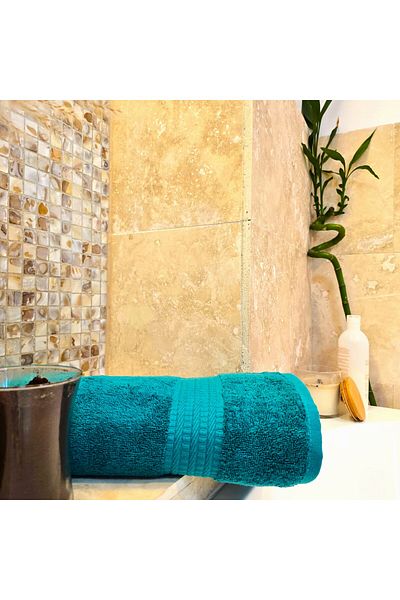 Kotonia Home Rise Jacquard Cotton Bath Towel, 500g/sqm, green, 70x130 cm