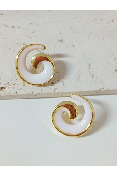 mos&more White Gold Spiral Women's Earrings