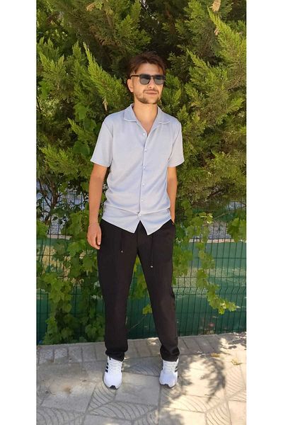 KING SEZAR Мъжка риза 100% памучна дишаща материя Flame Slim Fit с яка с копчета Мъжка риза
