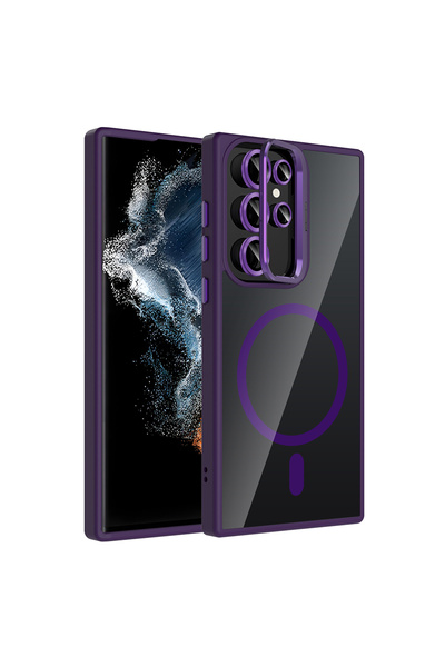 Rivor Samsung Galaxy S23 Ultra Uyumlu Kılıf Standlı ve Kamera Lens Hediyeli M...