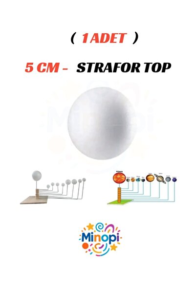 Minopi 1 Adet - 5 cm Strafor Top Köpük Top Beyaz Küre Güneş Sistemi Ödevi Hob...