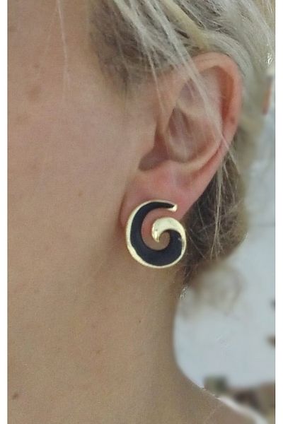 mos&more Black Gold Spiral Women's Earrings