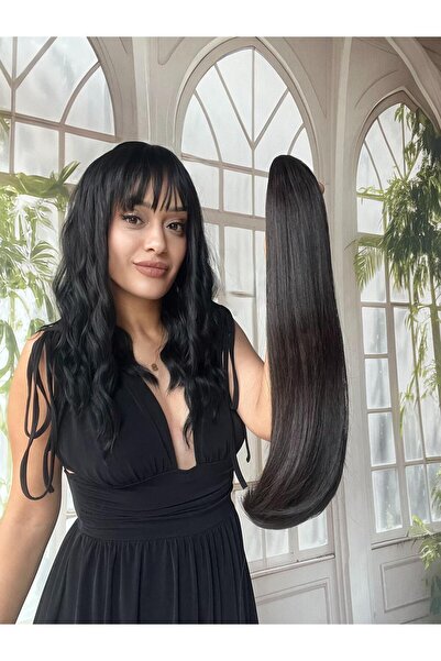 Suzan Peruk Gerçek saç dokusunda At kuyruğu Postiş Mandallı Tokalı Saç eklentisi