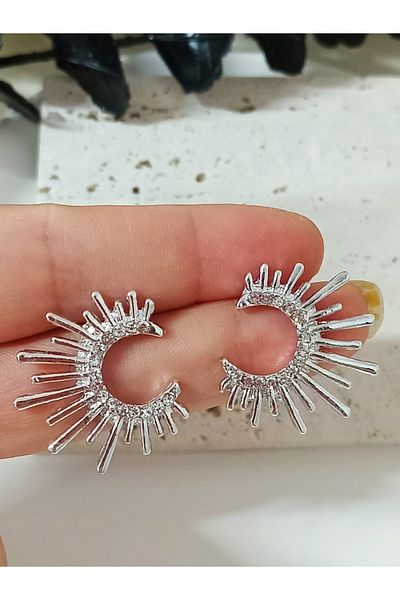 mos&more Silver Stone Sun Women's Earrings
