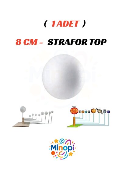 Minopi 1 Adet - 8 cm Strafor Top Köpük Top Beyaz Küre Güneş Sistemi Ödevi Hob...