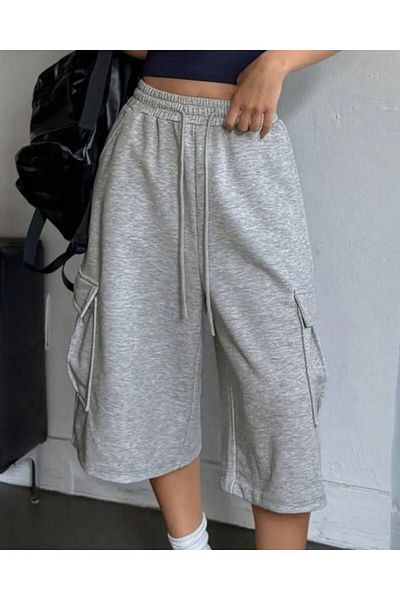EDVESS Y2K Unisex Cargo Pocket Shorts Bermuda Black