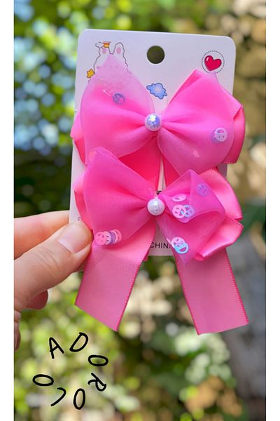 LO ADORO 2 Pieces Bow Girl Child Buckle Pink Black Red Fuchsia White Buckle Hair Accessory