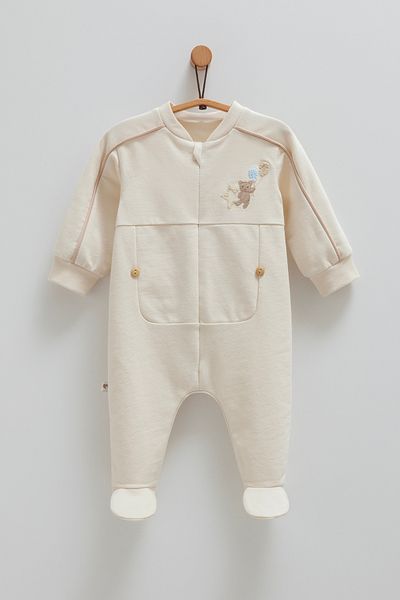 Caramell Baby Boy Romper 100% Cotton Teddy Bear Embroidered Interlock Fabric (1-12 Months)