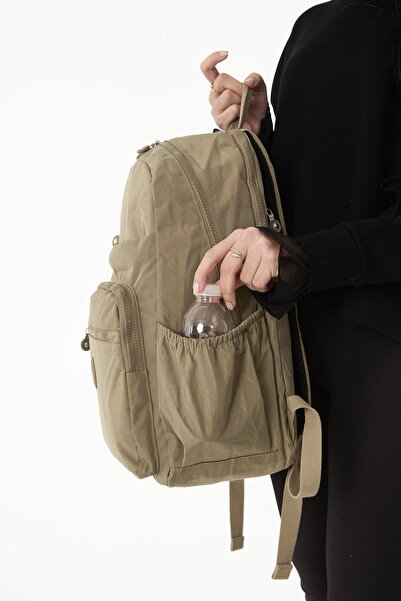 H&D COLLECTİON Unisex Water Resistant Large Size Crinkle Fabric Multi-Eye Laptop School and Travel Backpack 3062