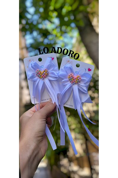 LO ADORO 2 Pieces Bow Girl Child Buckle Pink Black Red Fuchsia White Buckle Hair Accessory