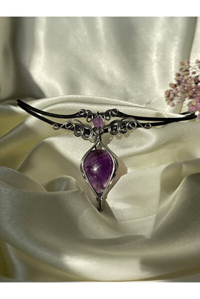 Freya Atelier Ametist Doğal Taş Çelik Choker Kolye