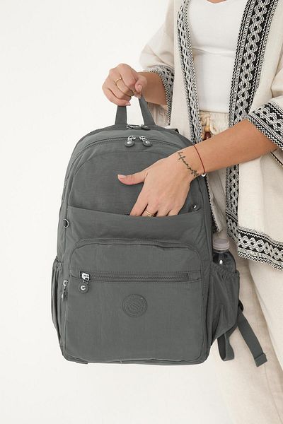 H&D COLLECTİON Unisex Αδιάβροχο υπερμεγέθη τσακισμένο ύφασμα πολλαπλών ματιών Laptop School and Travel Backpack 3062