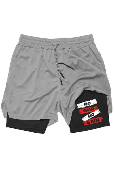 makiteks Pantaloni scurți sport imprimați, cu aspect de jambiere negre, cu mai multe buzunare, pantaloni scurți sport Letter