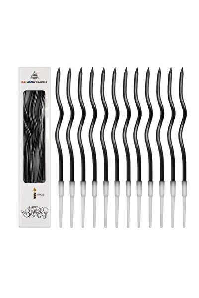 Genel Markalar 6'LI KIVRIMLI SİYAH MUM 15cm,SPİRAL MUM,KIVRIK MUM