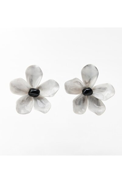 mos&more Brand Earrings, Gray Flower Big Women's Earrings