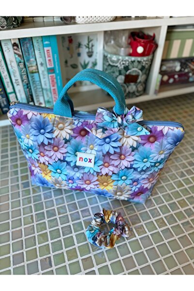 NOXTASARIM Renkli Papatya Desenli Tasarım Saç Şekillendirici Makyaj Çantası X...