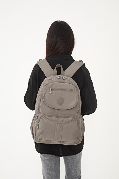 H&D COLLECTİON Water Resistant Crinkle Fabric Multi-Compartment Laptop School and Travel Backpack 3061