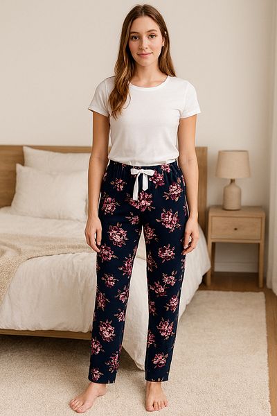 Fivora Premium Woven Viscose Soft Textured Pajama Bottoms