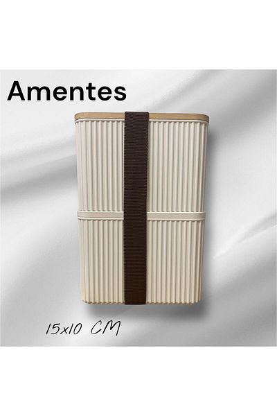 Amentes 2-Piece Wooden Lid Lunch Box Size in the Image